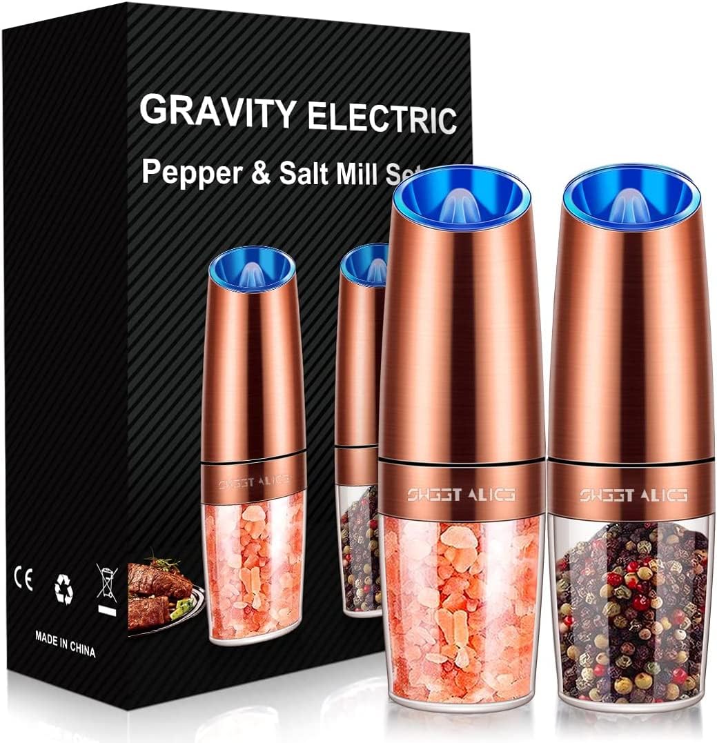 Gravity Electric Pepper and Salt Grinder Set, Adjustable Coarseness, Battery Powered
