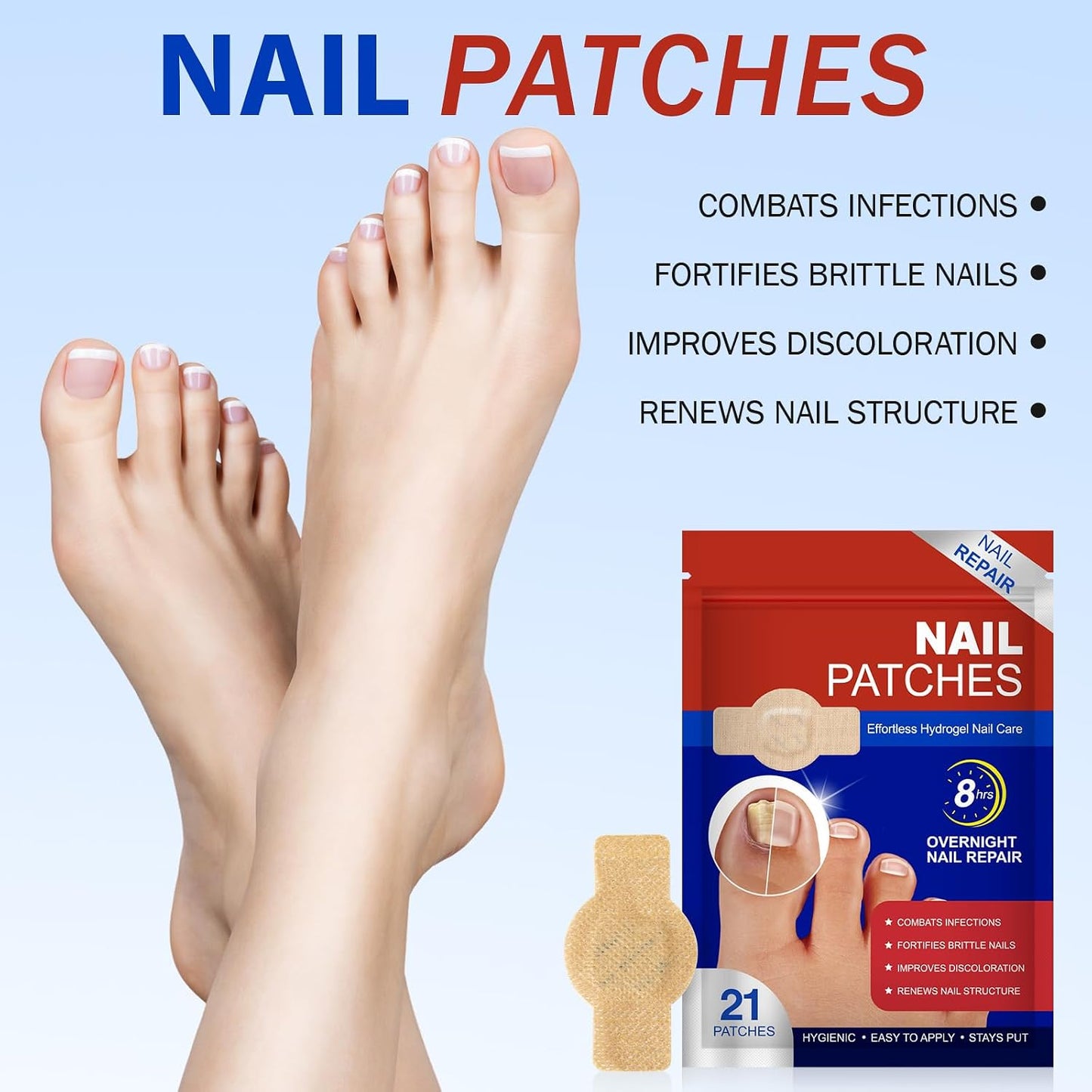 42pcs Toenail Care Patches for Dry, Weak & Cracked Nails, Deeply Moisturizing Nail Surface