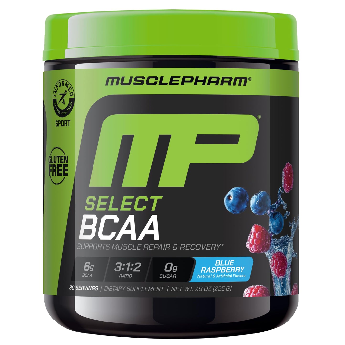MusclePharm Essentials BCAA Powder, Pre & Post Workout Recovery Drink, Supports Muscle Recovery & Energy, Essential Amino Acids, 30 Serv, Fruit Punch