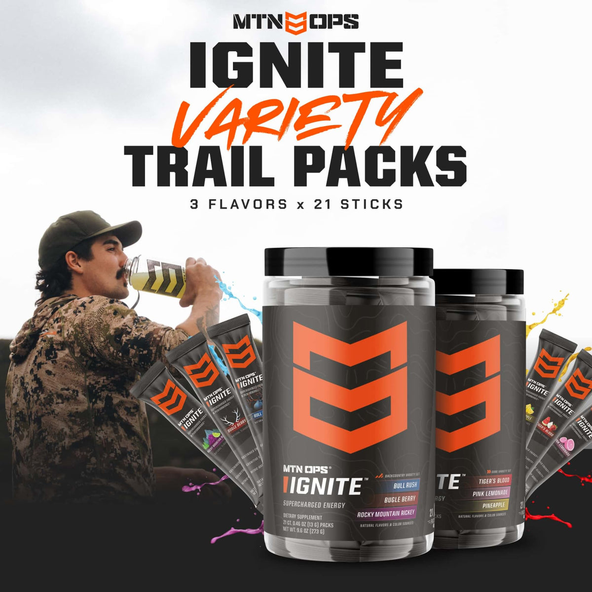 MTN OPS Ignite Energy Powder, Zero Sugar, Tiger's Blood