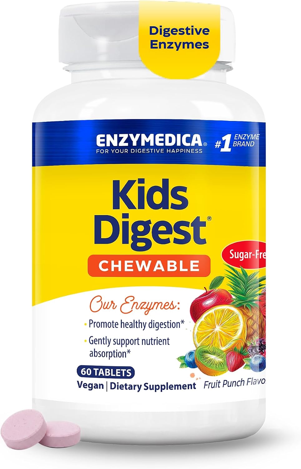 Enzymedica Kids Digest Chewable Digestive Enzyme Supplement - 60 Tablets