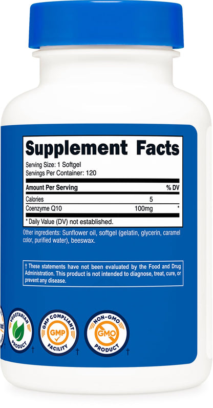 Nutricost CoQ10 Softgels (120 Servings / 100 Mg CoQ10 Per Serving) | Better Absorption