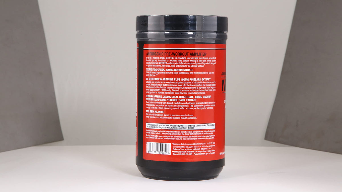 MuscleMeds Nitrotest Pre-Workout Supplement Drink, Boost Nitric Oxide, Testosterone