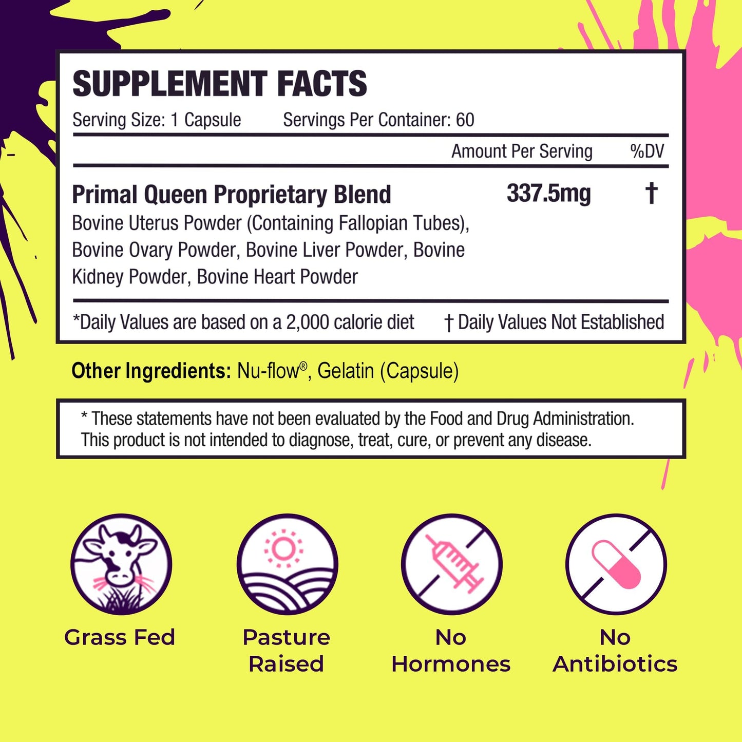 Primal Queen Beef Organ Superfood, Grass-Fed Liver Kidney Heart for Women | Female-Optimized Blend of 6 Pasture-Raised Organs for Hormone Balance, Energy and Vitality; 3rd-Party Tested