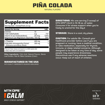 MTN OPS Calm Stress Support Powder, Strawberry Daiquiri, 60 Servings