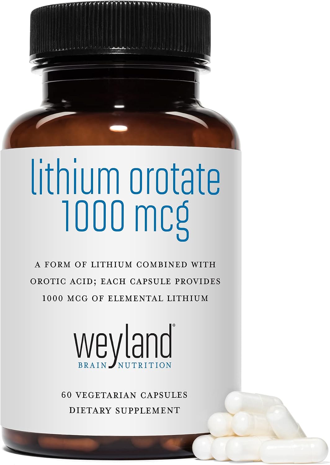 Lithium Orotate - 1000 mcg of Elemental Lithium, 60 Vegetarian Capsules (Pack of 2)