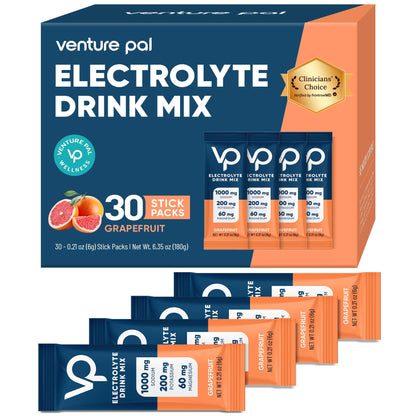 Venture Pal High Sodium Sugar Free Electrolytes Powder Packet, 16 Sticks | Hydration Packets with Vitamin, Sodium & Potassium, Zero Calories, Vegan, Keto & Paleo Friendly Electrolyte Drink Mix