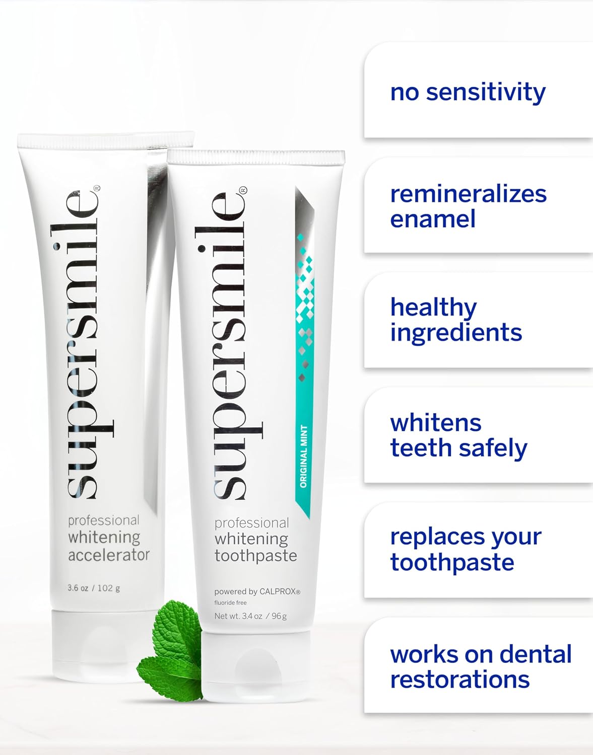 Supersmile Fluoride-Free Whitening System, 3.4 Oz Toothpaste + Accelerator
