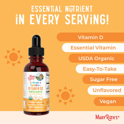 MARYRUTH'S Vitamin D3 Liquid Drops | Megadose 4000 IU | USDA Organic Liquid Vitamin D Spray for Adults & Kids | Immune Support & Bone Health | Vegan | Gluten Free | Non-GMO | 30 Servings