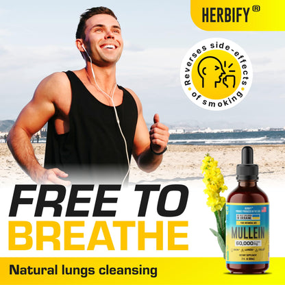 HERBIFY Mullein Drops - Lung Cleanse - Mullein Leaf Extract - Powerful Mullein