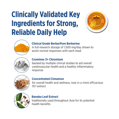 DOCTORS' PREFERRED GlucoGold with Berberine, Cinnamon & Chromium 90 Tablets