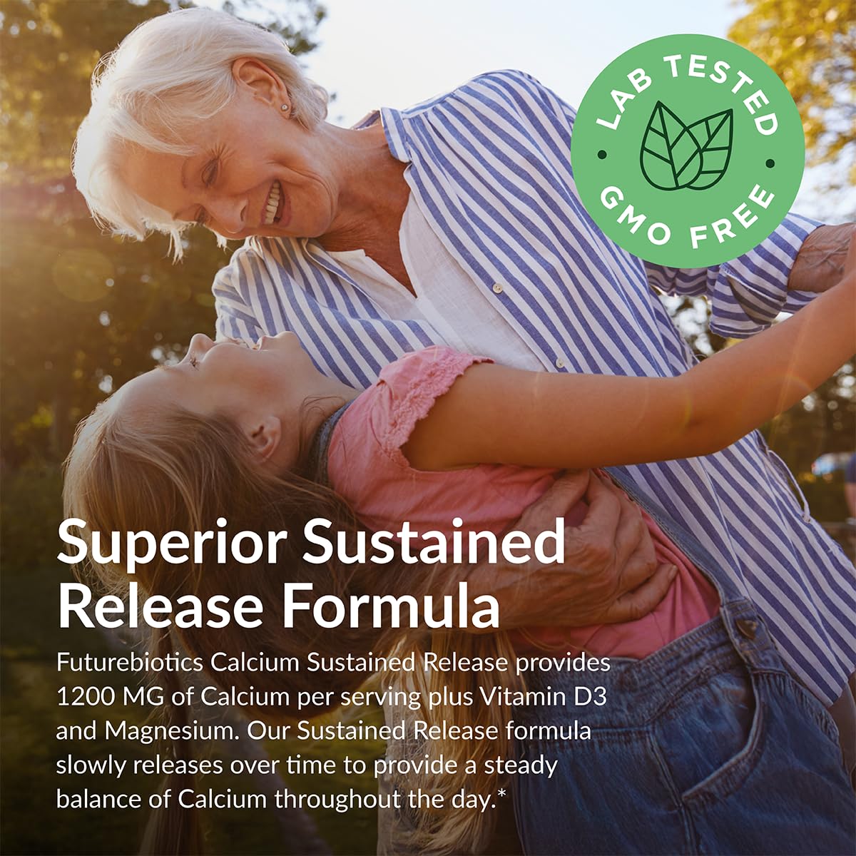 Futurebiotics Calcium 1200 MG Per Serving Sustained Release with Vitamin D3 1000 IU Per Serving Non-GMO, 90 Vegetarian Tablets