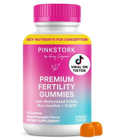 Pink Stork Fertility Gummies for Women, 60 Count | CoQ10, Myo-Inositol, Methylated Folate, Hormone Balance Support, OBGYN-Formulated
