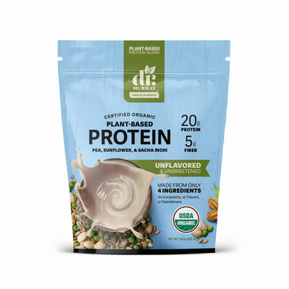 Dr. Murray's USDA Organic Plant Based Protein Powder | 20g Protein | 6g Fiber | Vegan & Keto | Gluten & Dairy Free | Low Carb | No Added Sugar | Matcha, 1 lb.