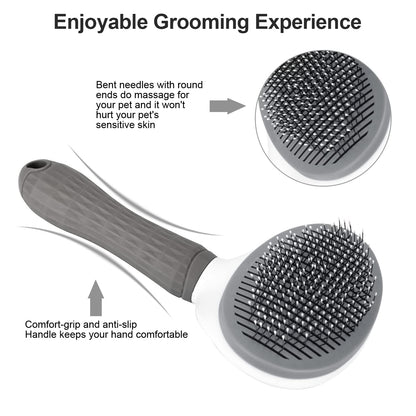 Depets Self Cleaning Slicker Brush, Dog Cat Bunny Pet Grooming Shedding Brush