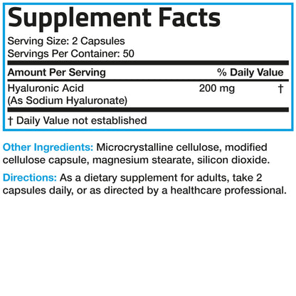 Bronson Hyaluronic Acid 200 MG High Potency Joint Health & Healthy Skin Support, Non-GMO, 200 Vegetarian Capsules
