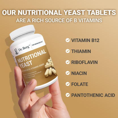 Dr. Berg Nutritionals Yeast Tablets – Natural B12 Added - All 8 B Vitamin Complex – Organic Vanilla Flavor - 270 Vegan Tablets Dietary Supplements