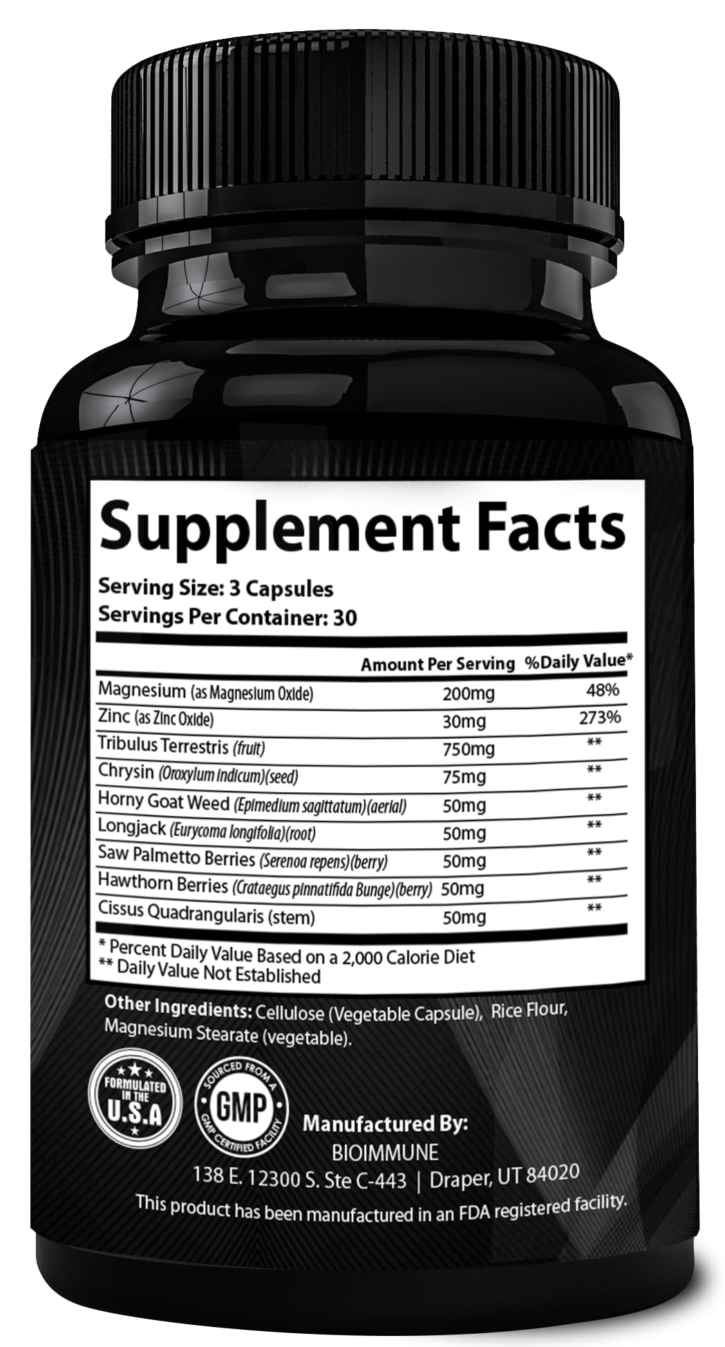 BioImmune TESTAGRA Testosterone Booster for Men. 10X Concentrated- 90 Capsules - Increase Lean Muscle Energy Drive Strength. Saw Palmetto, Tribulus, Tongkat Ali, Horny Goat Weed, Zinc