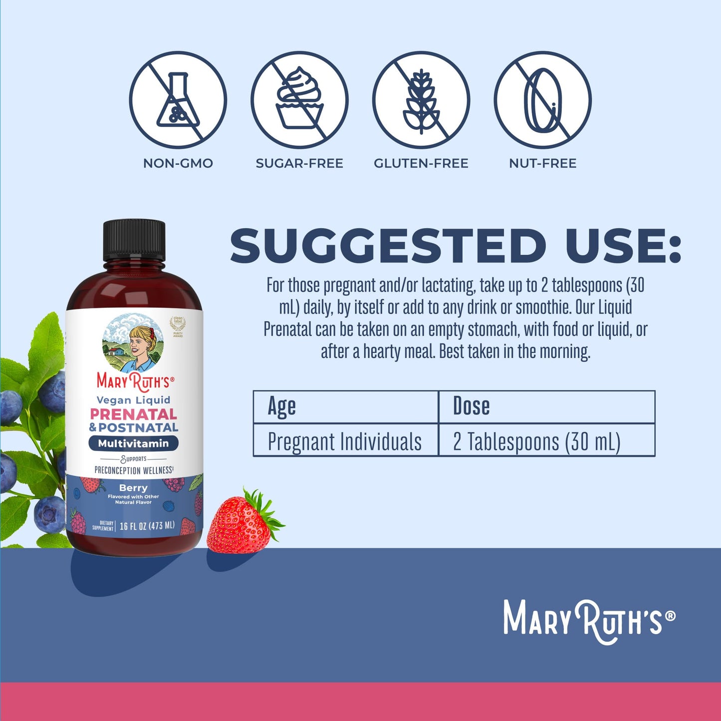 MARYRUTH'S Postnatal & Prenatal Liquid Multivitamin for Women | Selenium | Folate | Healthy Fetal Development | Prenatal Vitamins | Vegan | Non-GMO | Sugar Free | Gluten Free | 16 oz