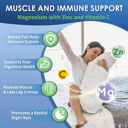NATURE TARGET Magnesium Glycinate 500 mg with Zinc, 120 Vegan Capsules | Chelated, Non-Buffered Magnesium With Vitamin D3 & B6 For Muscle, Nerve, Bone, Heart And Immune Support, Non-Gmo, Gluten-Free