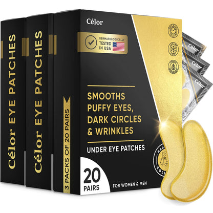 Under Eye Patches (60 Pairs) - Golden Under Eye Mask Amino Acid & Collagen, Under Eye 