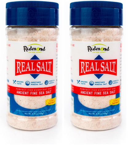 Redmond Real Sea Salt - Natural Unrefined Gluten Free Fine, 10 Ounce Shaker (2 Pack)