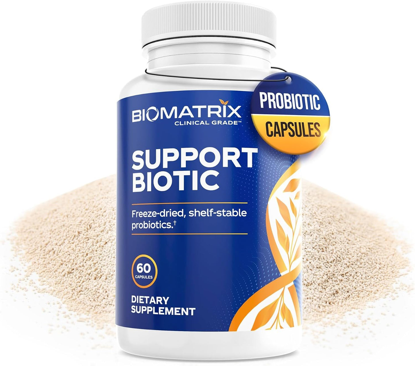 BioMatrix Saccharomyces boulardii Probiotic Supplement w/L. paracasei, L. rhamnosus, Bifidobacterium, Acidophilus – Prebiotic Complement – Temp-Stable, 30-60 Day Supply