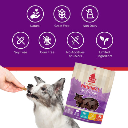 Plato Real Strips Salmon Recipe Dog Treats, Air-Dried High-Protein Soft Strips, Omega-Rich Skin & Coat Support, 18 oz