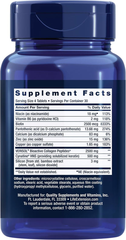 Life Extension Hair, Skin, & Nails- Collagen Plus, 120 Count