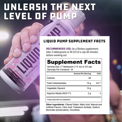 Cutler Nutrition Liquid Pump Caffeine-Free Pre-Workout Nitric Oxide Booster | Blue Raspberry, 16 fl oz | Liquid pre-workout with glycerol and arginine nitrates for muscle pumps, hydration and performance