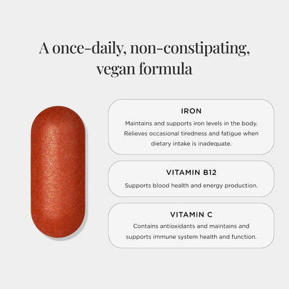 JSHealth Iron Supplement with Vitamin C. Ferrochel Iron Supports Energy Levels. Non-Constipating, with B Vitamins. By Nutritionist Jessica Sepel (30 Tablets) | Iron Deficiency Pills with Vitamin C and Vitamin B12, No Nausea or Constipation