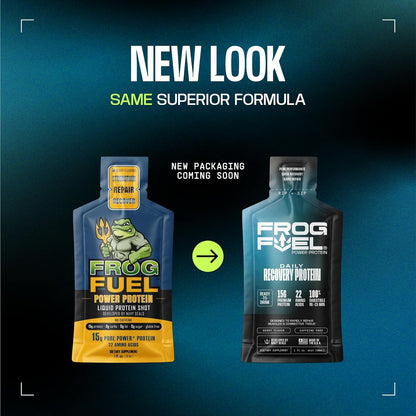 Frog Fuel Power Liquid Protein Shot, 15g Protein, Berry, 24 pk | Nano Hydrolyzed Grass Fed Collagen, Post Workout, 22 Amino Acids, Sugar & Fat Free, Gluten Free, 0 Carbs, 1 oz Shots