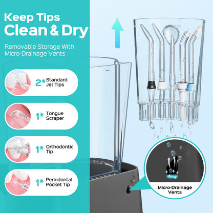 COSLUS E2 Water Dental Flosser for Teeth, Multi-User Family Use, Green