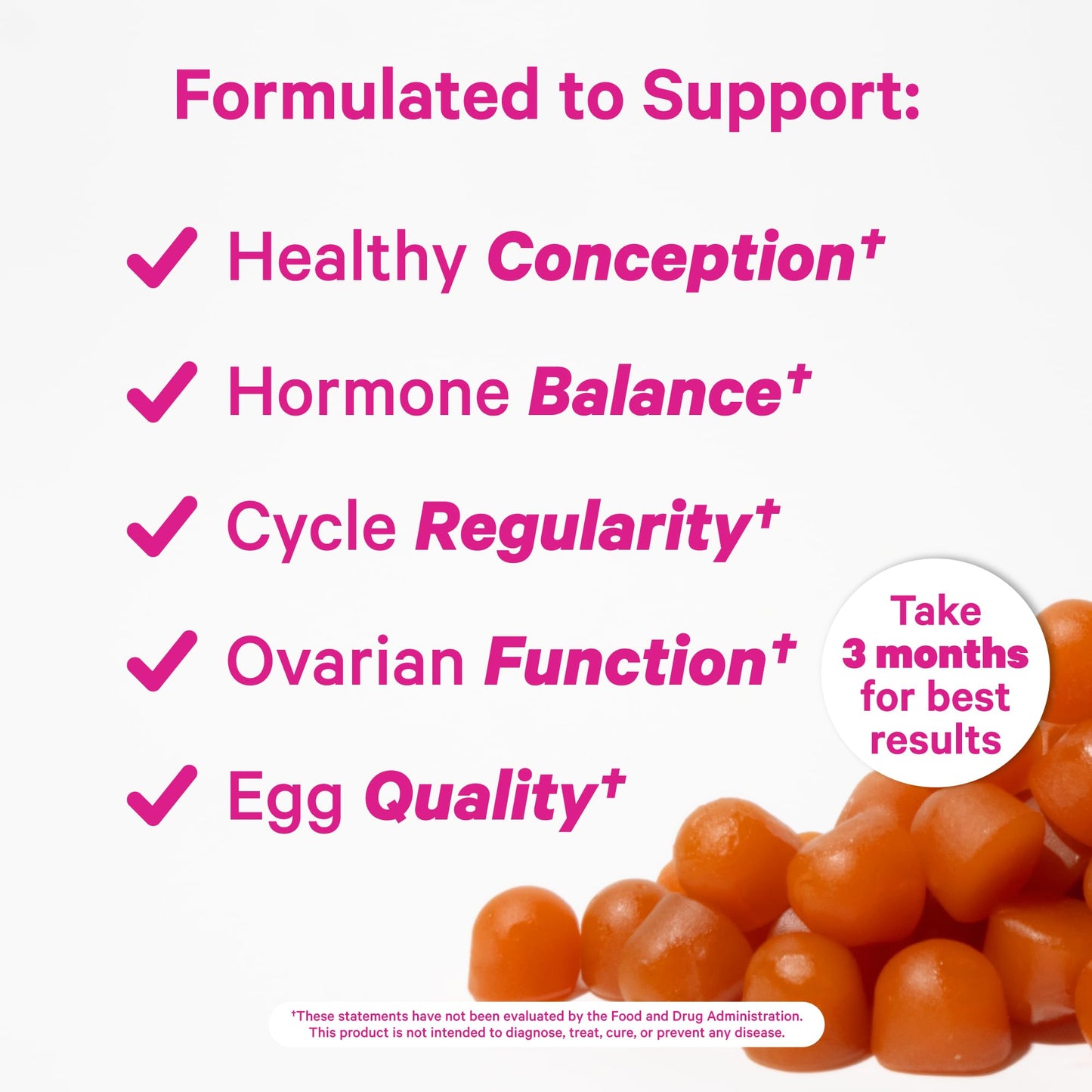 Pink Stork Fertility Gummies for Women, 60 Count | CoQ10, Myo-Inositol, Methylated Folate, Hormone Balance Support, OBGYN-Formulated