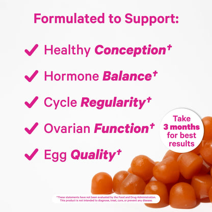 Pink Stork Fertility Gummies for Women, 60 Count | CoQ10, Myo-Inositol, Methylated Folate, Hormone Balance Support, OBGYN-Formulated