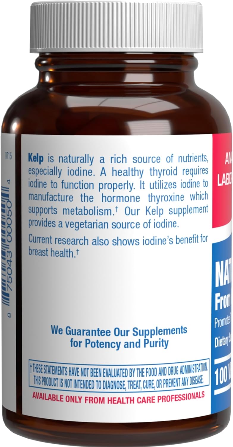 Sea Kelp Iodine Supplement - Clinical Grade Enhanced Iodine Supplement for Women and Men for Energy Metabolism and Thyroid Support - High Absorption Vegetarian Non-GMO Small Tablets (100 Servings)