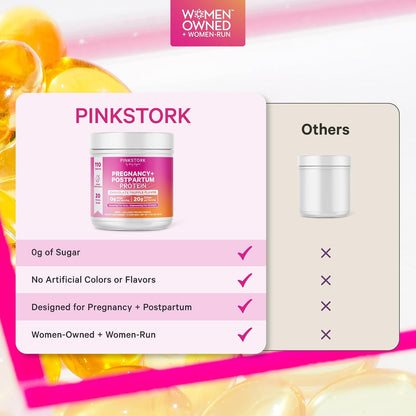Pink Stork Pregnancy & Postpartum Protein Powder for Women, 20g Whey & Collagen, Prenatal & Breastfeeding Protein Shake Mix for Energy, Recovery & Hydration, Chocolate, 15 Servings