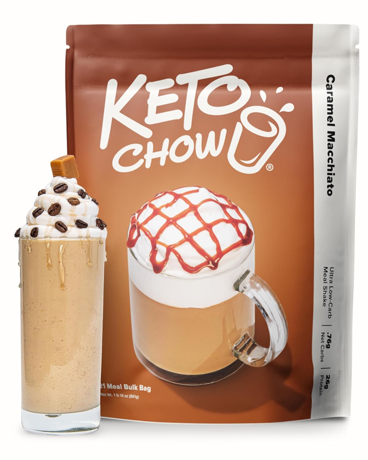 Keto Chow Chocolate Meal Replacement Shake Powder, 21 Meals