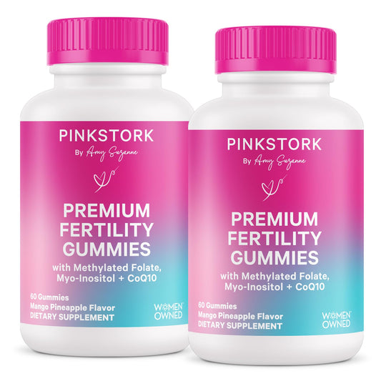 Pink Stork Fertility Gummies for Women, 60 Count | CoQ10, Myo-Inositol, Methylated Folate, Hormone Balance Support, OBGYN-Formulated