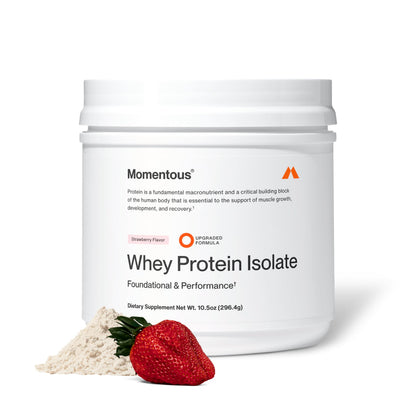 Momentous Essential Grass-Fed Whey Protein Powder - 20 g Whey Isolate Protein - NSF Certified for Sport - Gluten-Free - 25 Servings for Essential Everyday Use - Vanilla - Package May Vary