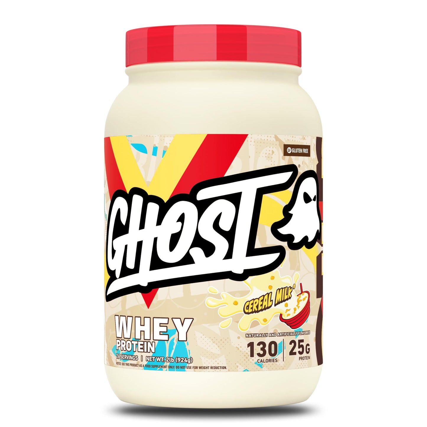 GHOST Whey Protein Powder, Cinnabon - 2LB, 25G of Protein - Cinnamon Roll Flavored Isolate, Concentrate & Hydrolyzed Whey Protein Blend - Post Workout Shakes - Soy & Gluten Free