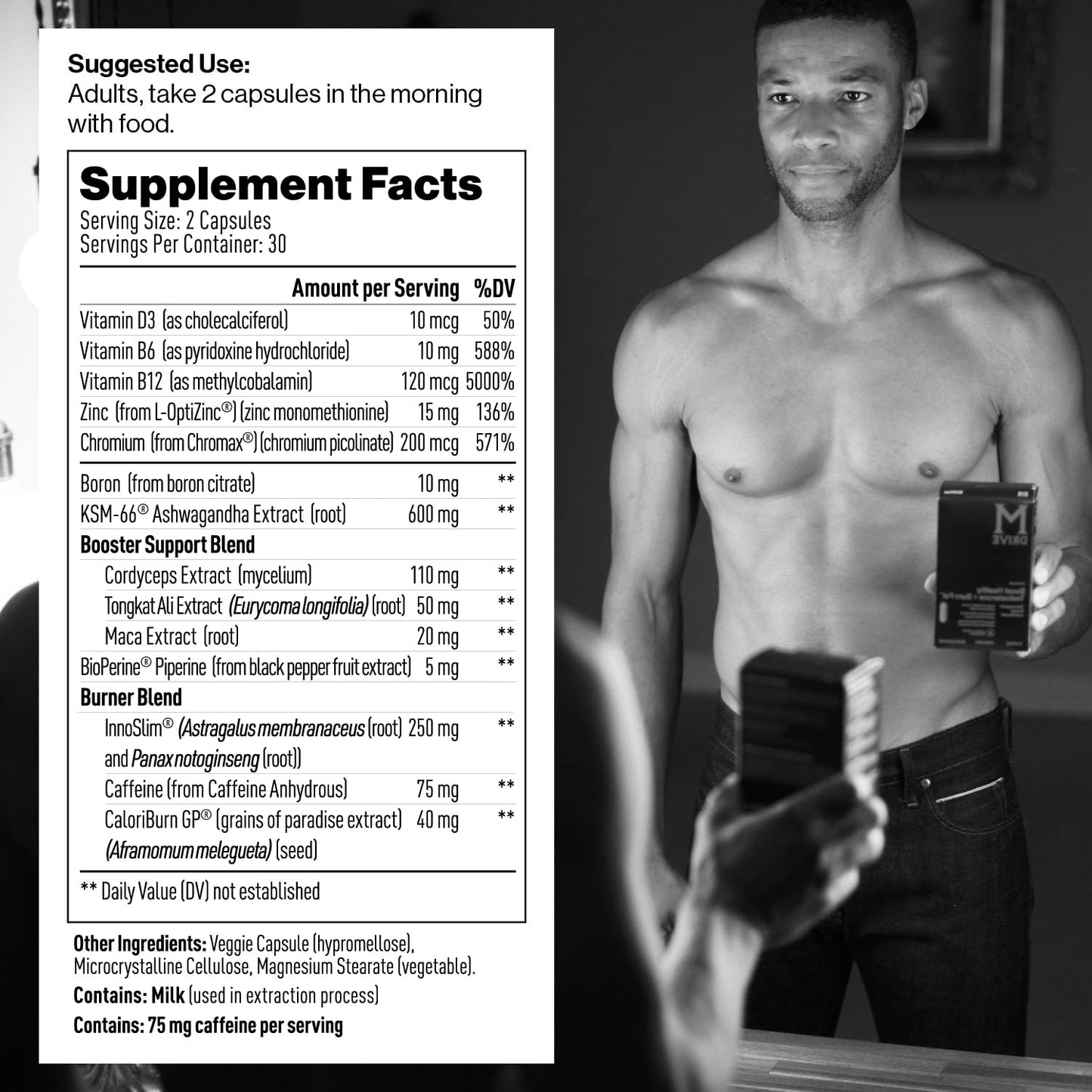 Mdrive Boost and Burn Testosterone Booster & Fat Burner for Men, 60 Caps | KSM-66 Ashwagandha; Chromax chromium; Thermogenic formula; Boosts energy & endurance; Supports lean muscle; 30-day supply