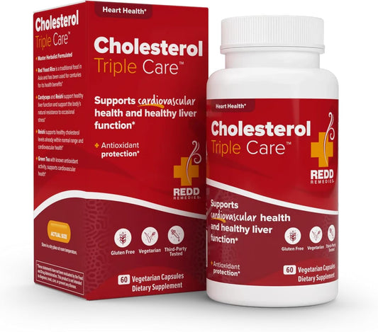 Redd Remedies, Cholesterol Triple Care, Supports Healthy Cholesterol Levels and Liver Function, 60 Vegetarian Capsules