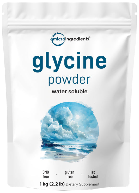 Micro Ingredients Glycine Powder, 1KG (2.2 Pounds), Glycine 1000mg Per Serving, Water Soluble and Product of USA