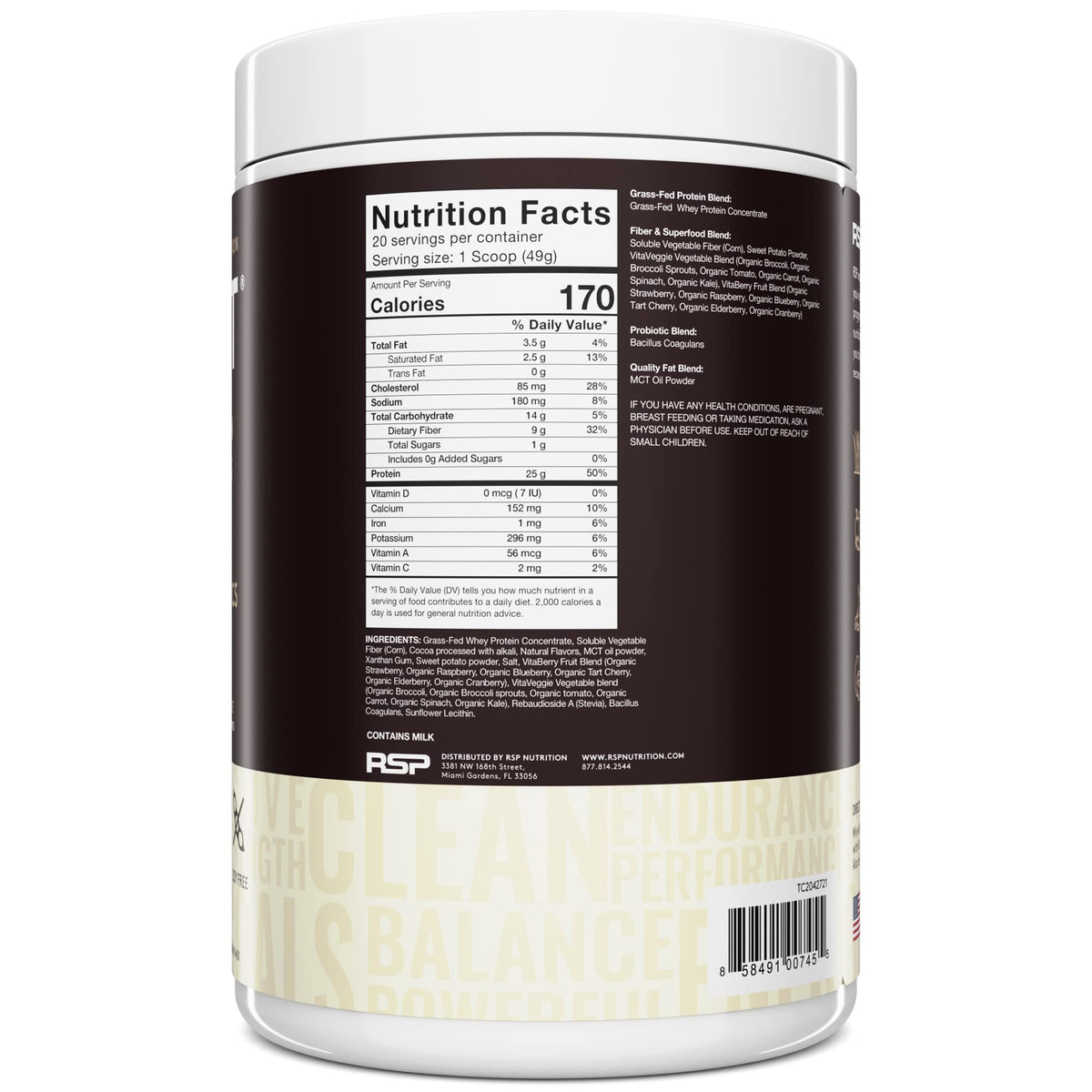 RSP NUTRITION TRUEFIT Protein Powder Meal Replacement Shake, 4.32 LB, Chocolate