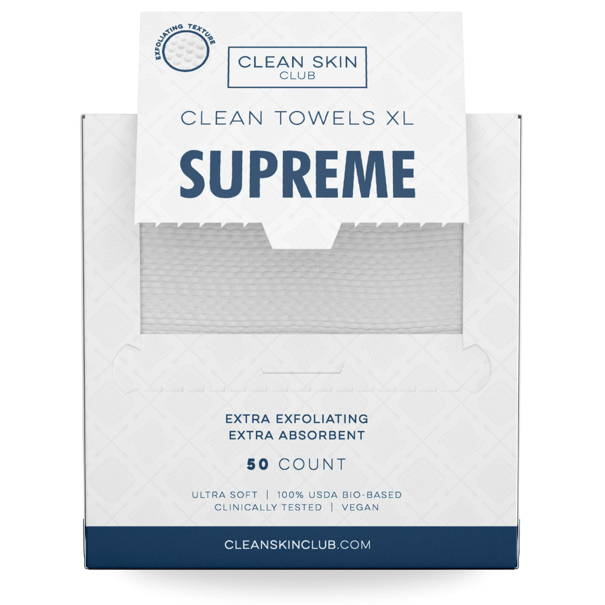 Clean Skin Club Clean Towels XL Supreme, 50 Count, Absorbent, Gentle
