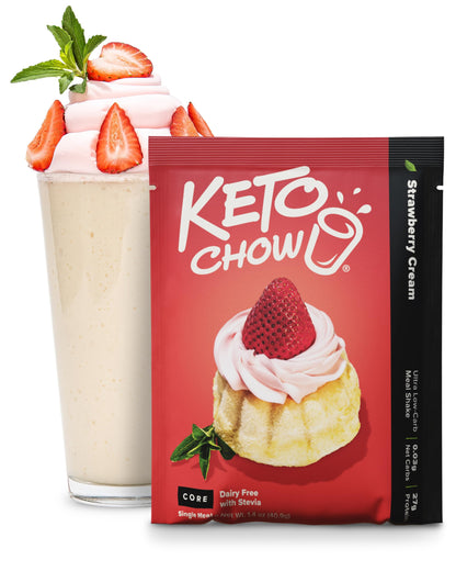 Keto Chow Chocolate CORE with Stevia Meal Replacement Shake Powder, 1 Meal