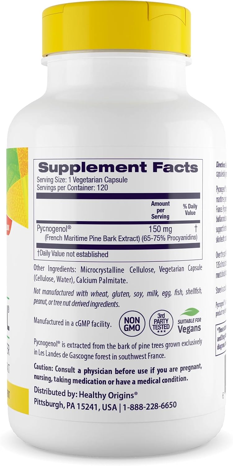Healthy Origins Pycnogenol Pine Bark 150 mg, 120 Veggie Caps
