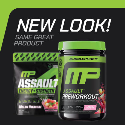 MusclePharm Assault Pre Workout Powder for Men & Women – Energy & Strength Boost Pre-Workout Supplements with Beta Alanine, Caffeine, Creatine & Betaine Anhydrous – 30 Servings, Fruit Punch Flavor