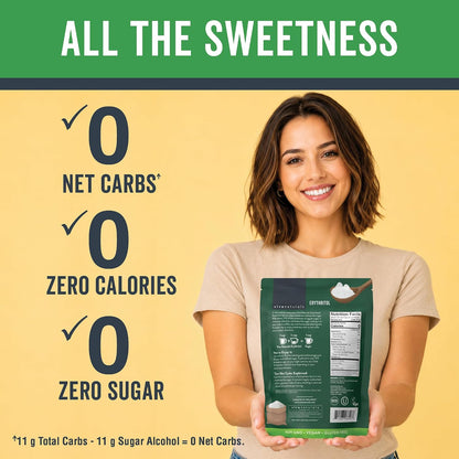 Viva Naturals Erythritol Sweetener, 3 lb – Zero Calorie Sugar Alternative, No Bitter Aftertaste, Low Glycemic Index, Ideal for Baking & Sweetening - Keto Friendly, Non-GMO